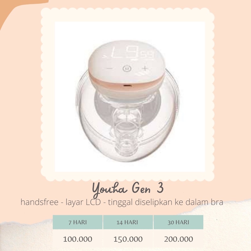 Sewa Pompa ASI Handsfree Youha Gen 3 (Kirim dari Bandung)