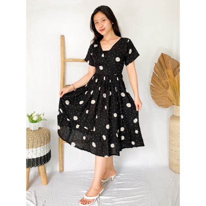 DRESS KEISYA / DRESS SILANG DADA MOTIF TERBARU TERLARIS