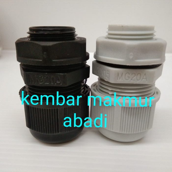 KABEL GLAND MG-20 PVC NYLON / GLAND KABEL MG20 PUTIH / HITAM / CABLE GLAND MG 20 / KABEL GLEN MG20