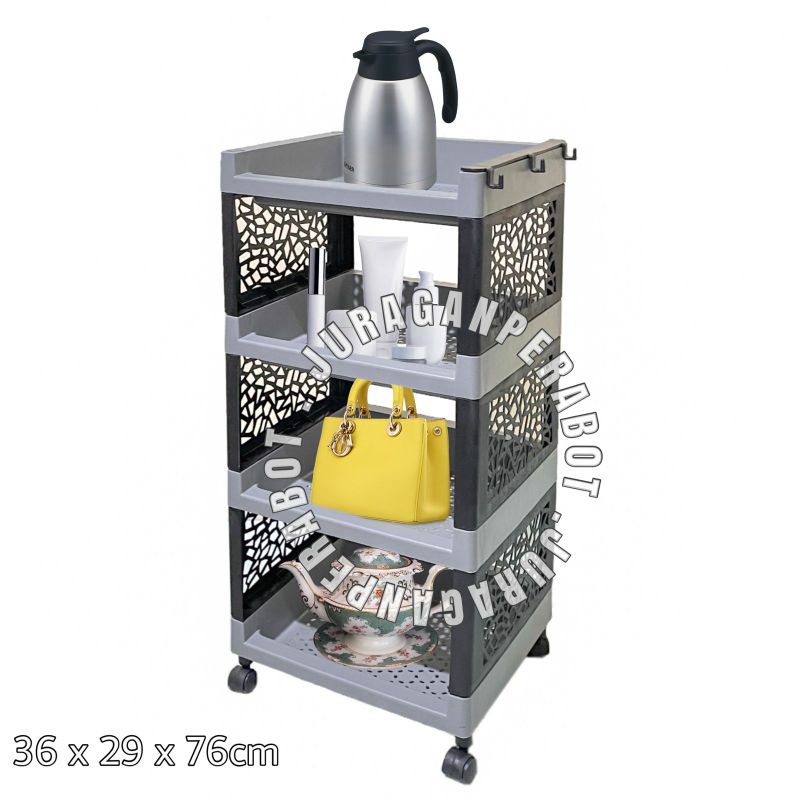 Rak Plastik Serbaguna Susun 4 + Roda