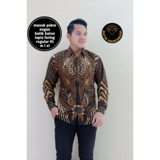 (1kg=4pcs) Kemeja Batik Lengan Panjang Batik Ori Nareswari Hong Sogan Batik Solo Seragam Batik