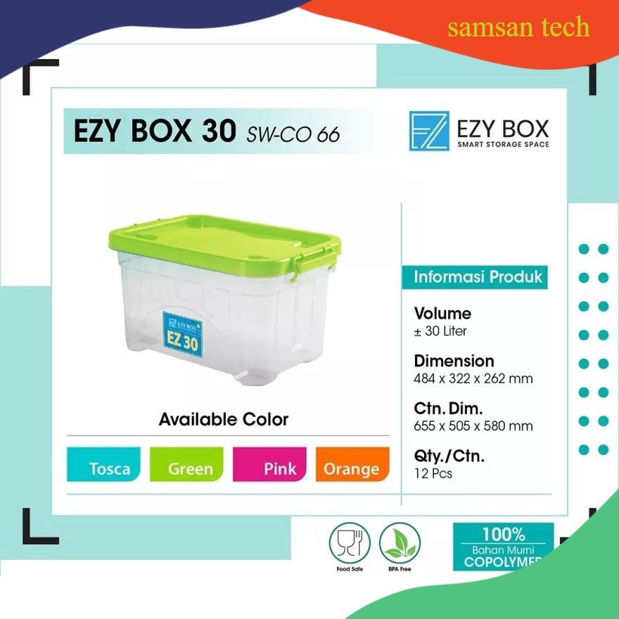 Ezy Box 30 Liter Storage Box [Kotak Penyimpanan MuLtifungsi] kontainer