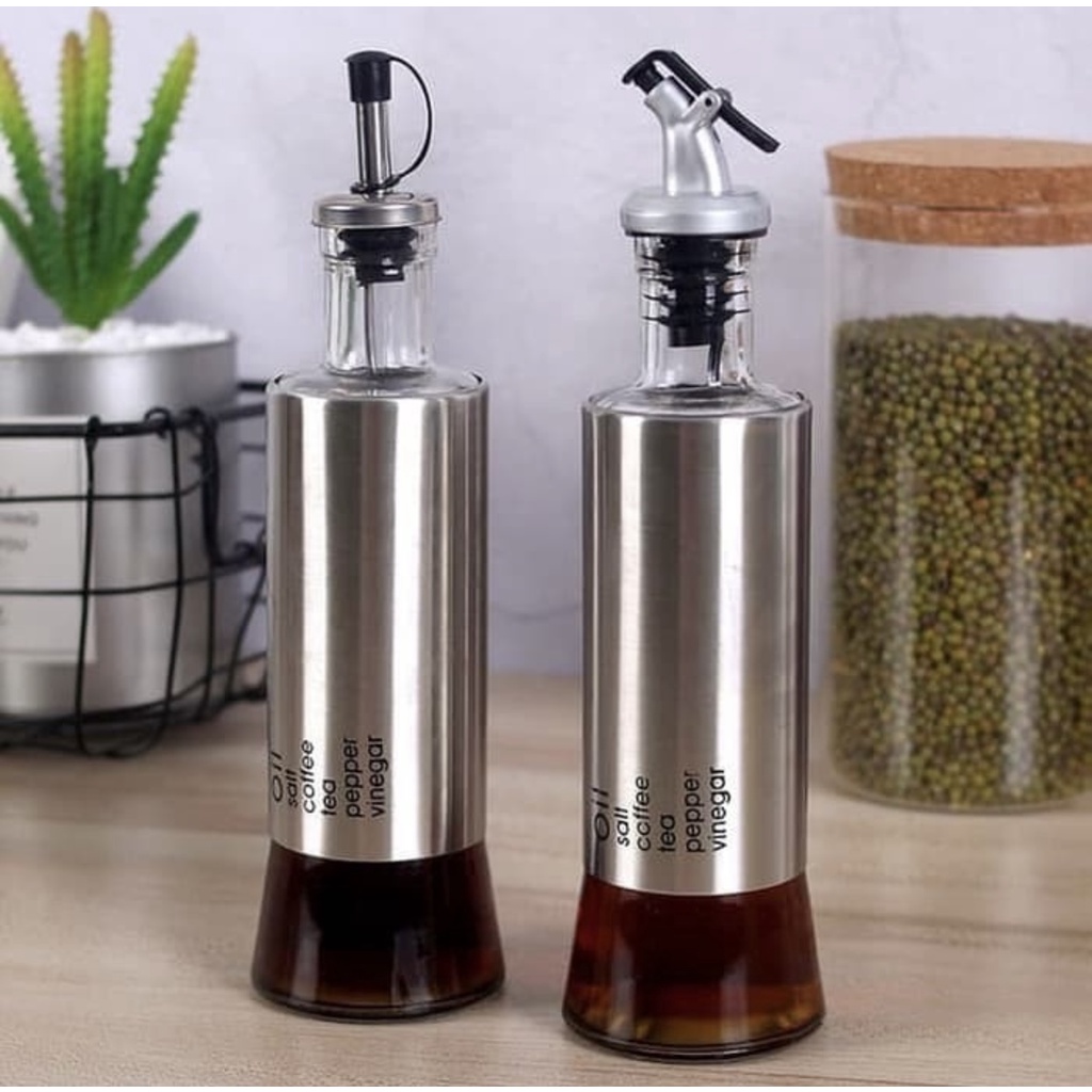 Pourer kaca stainless 300ml Buat Minyak Cuka Kecap Win