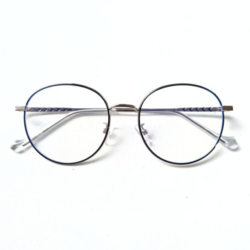 Frame + Lensa Anti Radiasi Kacamata Round Metal