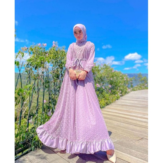 Jual BAJU GAMIS COUPLE SUAMI ISTRI WARNA LILAC MEWAH GLAMOR EXCLUSIVE