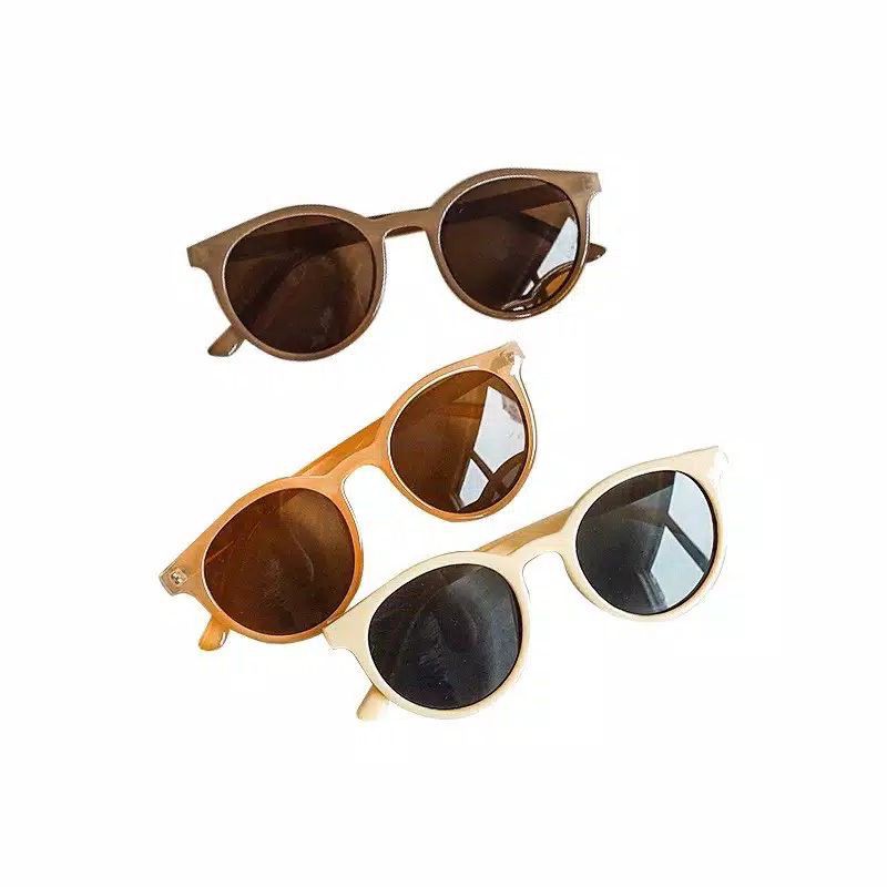 Kaca Mata Korean Fashion Retro Bulat Kacamata Sunglasses Hitam Wanita Pria Grosir Import KC07