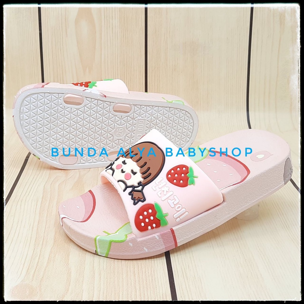 Sandal Anak Perempuan IMPORT Umur 3 4 Tahun Motif Kartun PINK Elastis - Sendal Anak Cewek Elastis Anti Licin Size 25 - 33