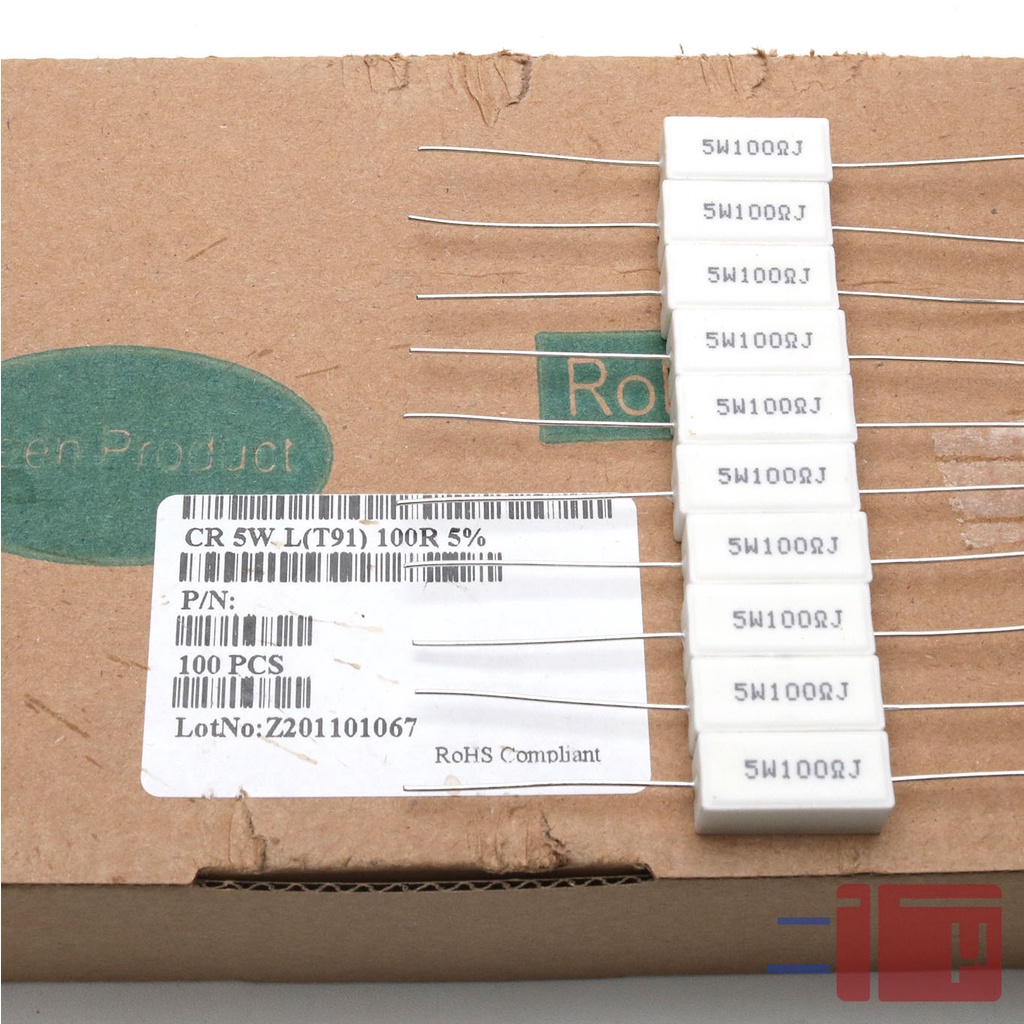 Resistor Kapur 100R 100 Ohm 5W Taiwan Kaki Tembaga