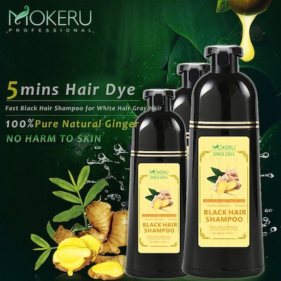 Mokeru Shampoo Semir Herbal Warna Hitam Pwwarna Rambut Ginger Original 500ml