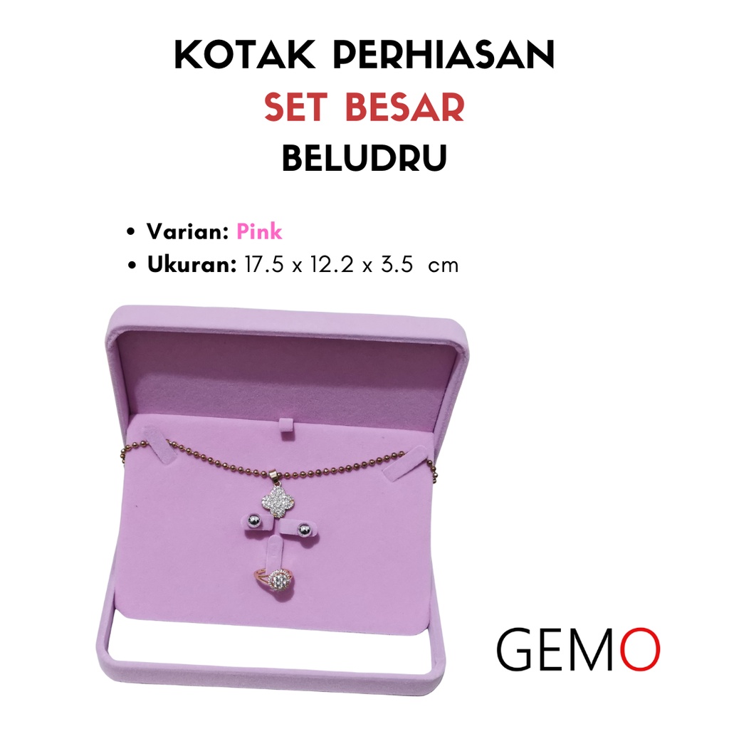 Kotak Set Besar Perhiasan Beludru / Jewelry Box Cincin, Anting, Kalung, Aneka Warna / Unik Lucu untuk Tempat Wadah Seserahan / Akad Pernikahan / Hantaran Tunangan Harga Paling Murah cocok untuk Aksesoris Emas Berlian/ Perak Permata