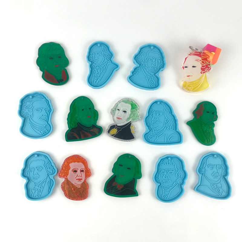 SIY  7 Pcs Foreigner Head Keychain Epoxy Resin Mold Pendant Casting Silicone Mould