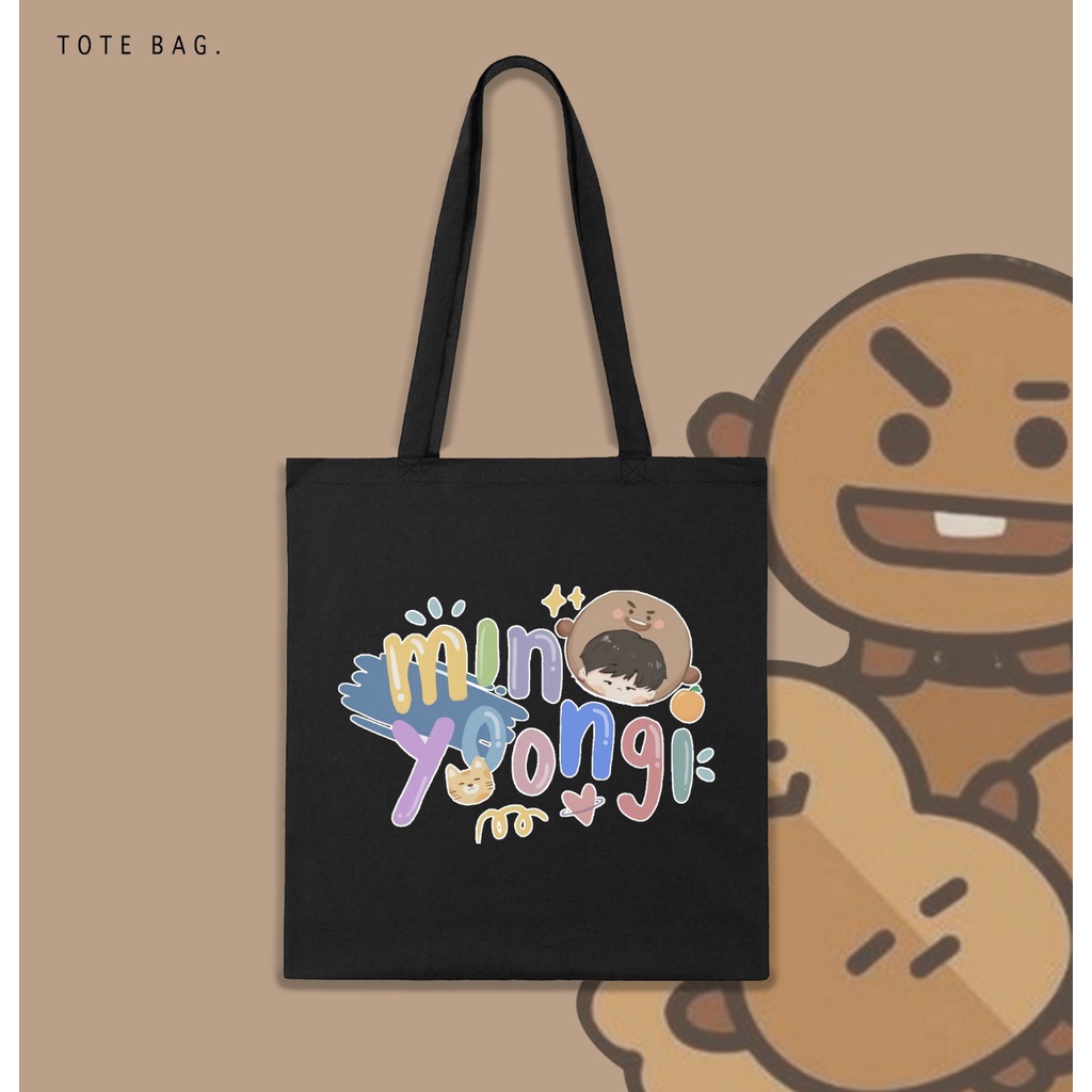 TOTE BAG NAME BT21 /TAS SANTAI WANITA / BAHAN KANVAS / KOREAN STYLE / BEST SELLER