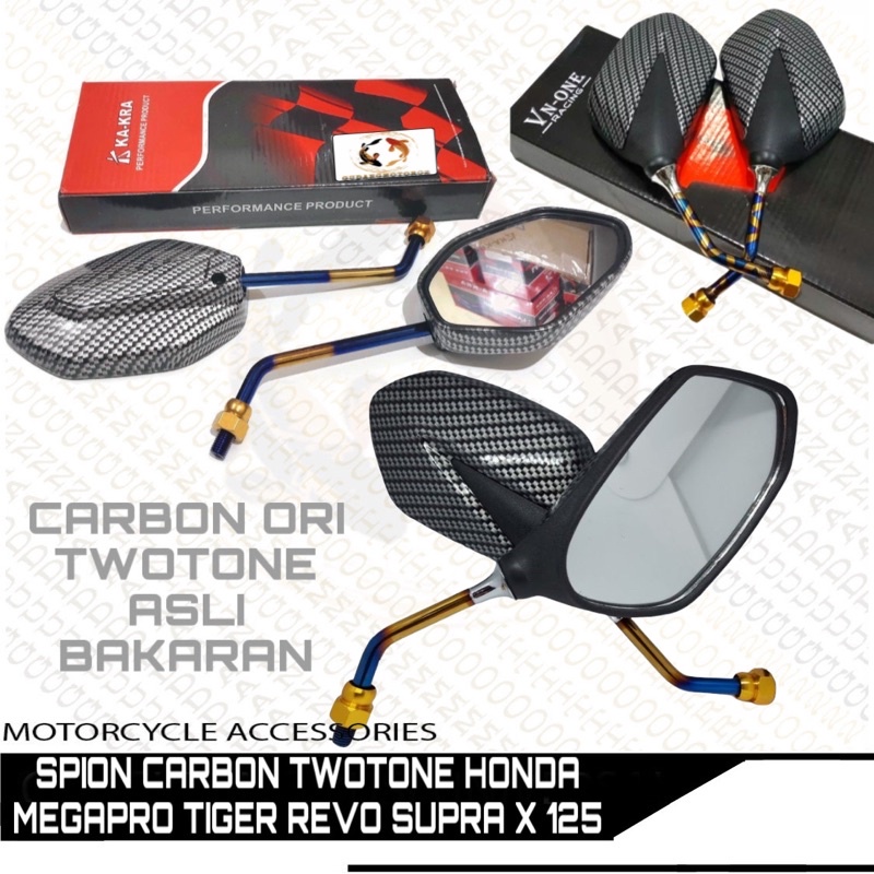 Spion carbon conda Tiger Revo Supra x 125 Variasi Twotone Xxx Tangkai Panjang cocok semua motor hond