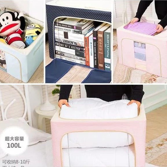 rumah_kita202066L Storage Box lipat Storage Serbaguna Organizer pakaian dan mainan Kotak penyimpanan serbaguna box Storage Box Jumbo 66 liters  Storage Box Jumbo 2in1 Box Organizer Tempat Penyimpanan Baju Mainan Ukuran COD