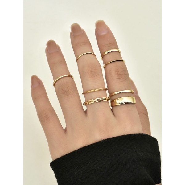 Goldstein set rings (gold, silver, black)
