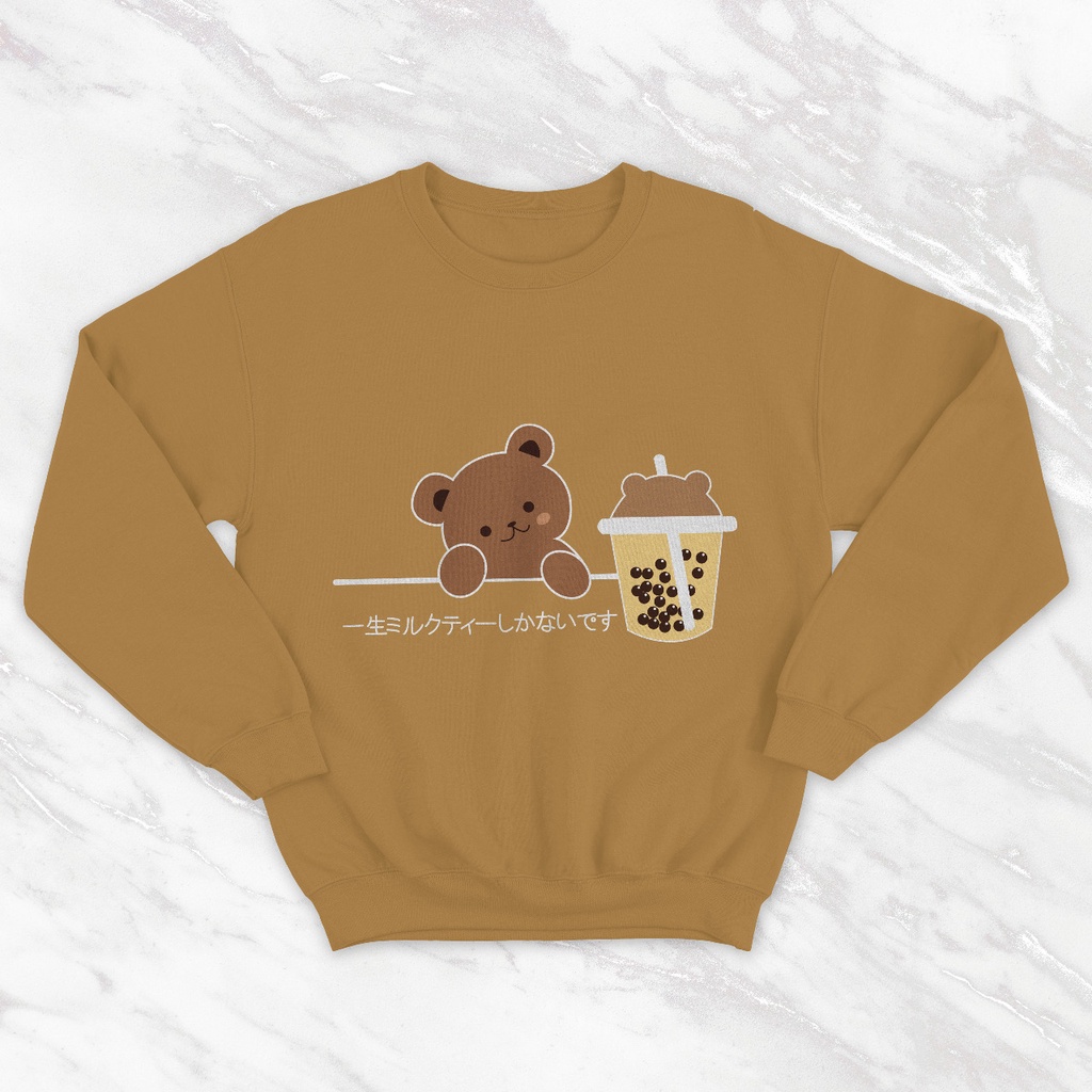 SWEATER WANITA OVERSIZE BEAR AND BOBA // ATASAN WANITA CASUAL LUCU SIZE M TO XXL // CREWNECK WANITA FLEECE TEBAL PREMIUM HALUS KECE TERBARU,