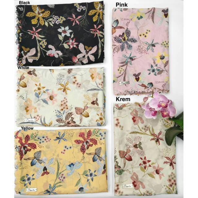 Hijab segi 4 Milyarda (motif bunga anggrek)