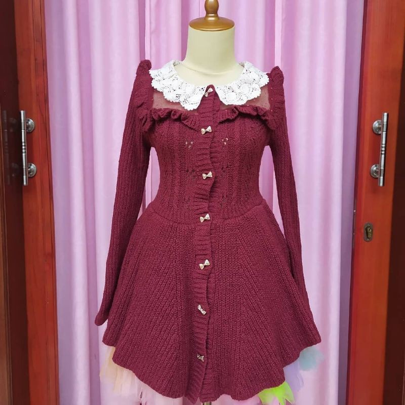 Liz Lisa Peplum Cardigan Red