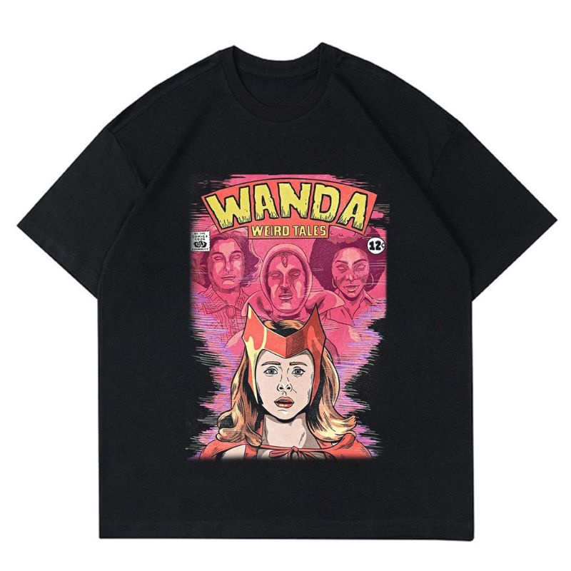 T-shirt | Oversize | KAOS WANDA VISION VINTAGE| T-SHIRT MARVEL COMICS FILM | KAOS BAJU HITAM PRIA | 