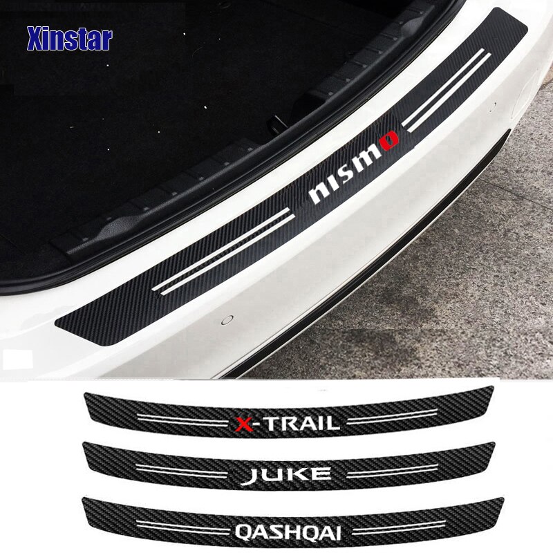 Stiker Bumper Bagasi Mobil Motif Logo Nissan X-Trail Qashqai Juke Nismo Bahan Karbon Fiber