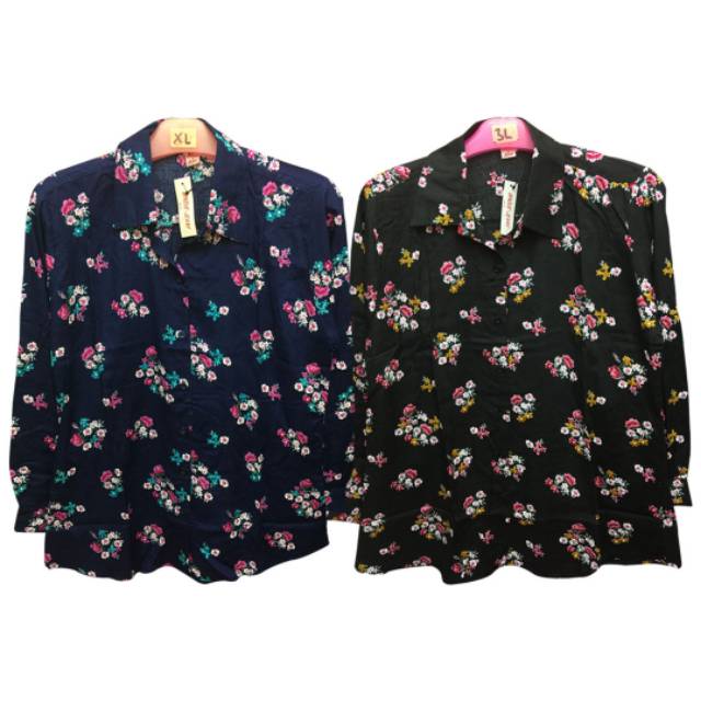 KEMEJA MOTIF WANITA RAYON BUNGA