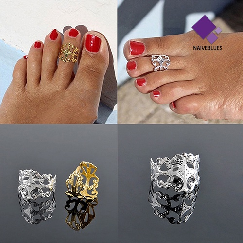 Naiveblue &gt; Cincin Kaki Terbuka Adjustable Desain Hollow Untuk Wanita / Pesta / Pantai