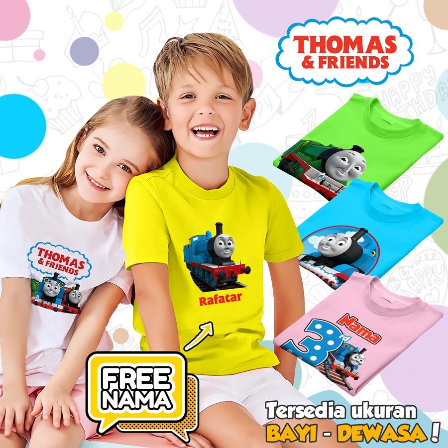 [FREE NAMA!!] Kaos Baju COUPLE  ANAK DAN DEWASA THOMAS AND FRIENDS BANYAK MOTIF