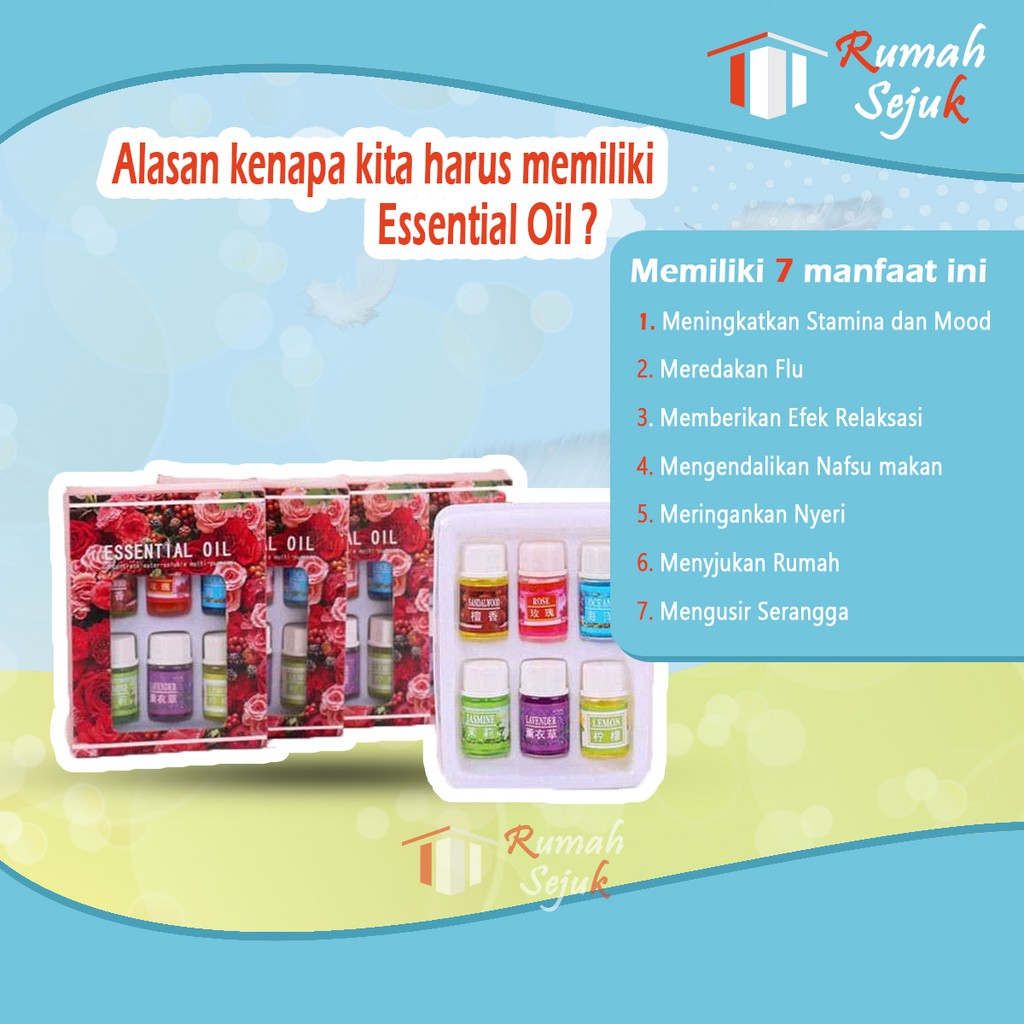 RS - 6 in 1 Aromaterapi Fragrance Essensial Pengharum Pewangi Esensial Esential Oil Aromatheraphy Ruangan RS-5 3ml Defuser Humidifer Minyak Humadifier Humudifier Humdifier Difusser Essential TSLM1 TSLM2 RH-17 Kamar Taffware