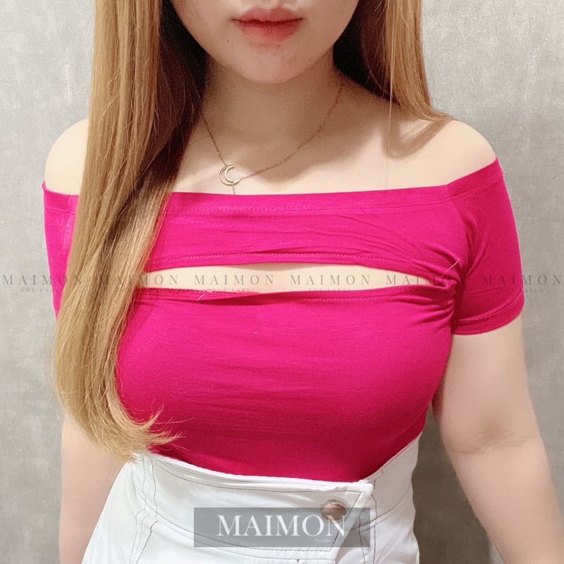 Off Shoulder Cut Out Front Top | Baju Sabrina Atasan Wanita Korean Fashion | Maimon Grosir