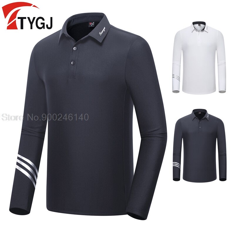 PREORDER Pria Lengan Panjang Golf Kaos Pria Olahraga Golf Pakaian Bernapas Kasual Pria Rekreasi
