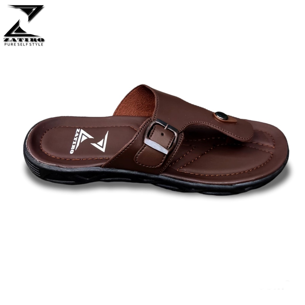 Promo Heboh Sandal Jepit kulit pria lelaki dewasa model flip flop Coklat Brown casual bapak2 antilicin empuk Sendal Pria ringan sol karet terbaru keren murah