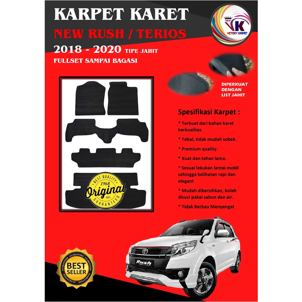 KARPET MOBIL RUSH/TERIOS 2019/2021 FULLSET TYPE JAHIT-HITAM