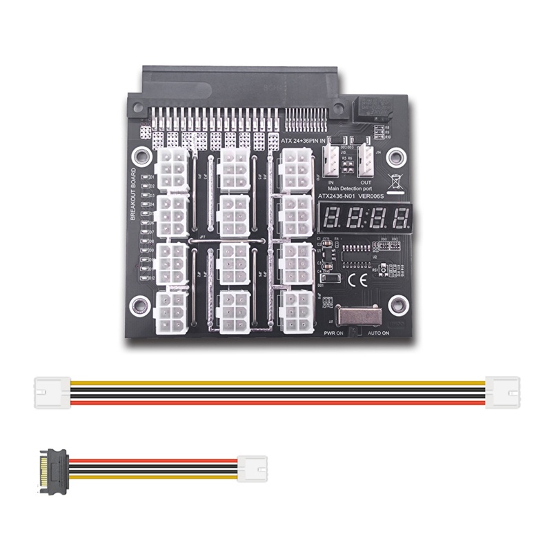 Btsg Server PSU Papan Konversi Daya 12port 6pin Adapter Card 12V Graphics Power Supply Board Untuk Tambang BTC