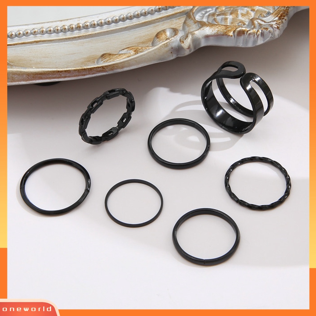 (ONWO) 7pcs / Set Cincin Knuckle Rantai Warna Silver Untuk Wanita