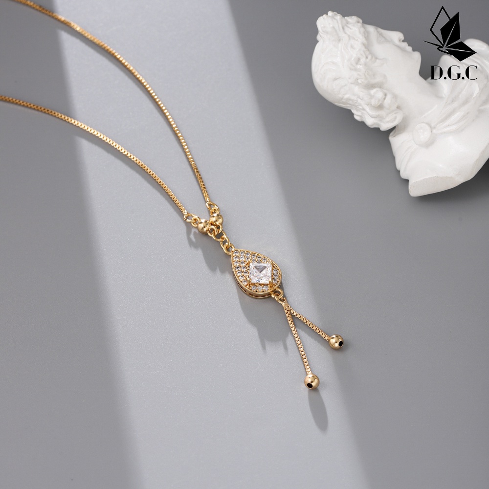 ✅COD✨Kalung Titanium Wanita Batu Permata Berlapis Rose Gold Grosir Murah Kalung Model D497