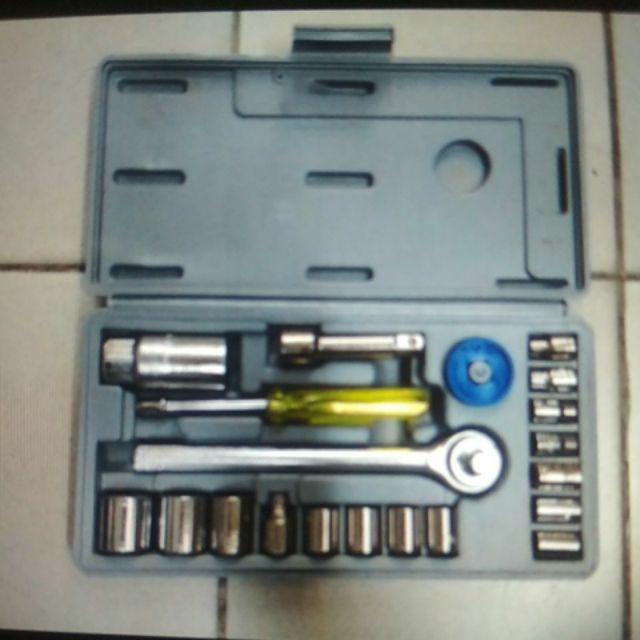 Kunci Shock Sok Sock Obeng Set Tool Tools Box Ring Pas Perkakas Alat Pertukangan Bengkel Teknik Mt32