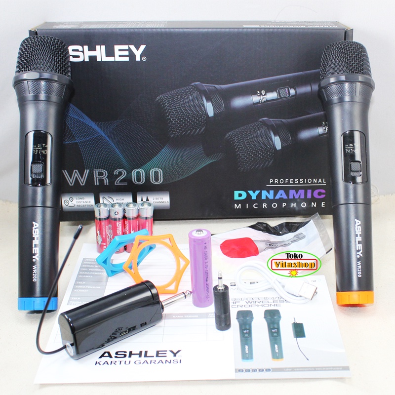 MIC WIRELESS ASHLEY WR-200 MICROPHONE WERLES 2 HANDLE MIKROFON ASLI