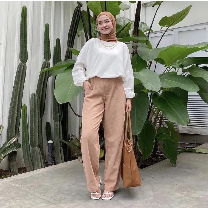 KULOT LINEN HIGHWAIST KOREAN STYLE HITS OOTD SELEBGRAM