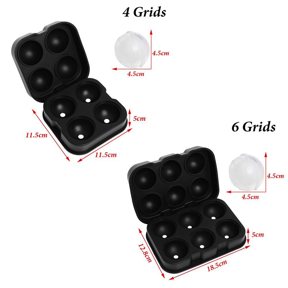 Suyo 4 /6 Grids Ice Ball Cube Tray Alat Baking Cocktails Whisky Cetakan Silikon