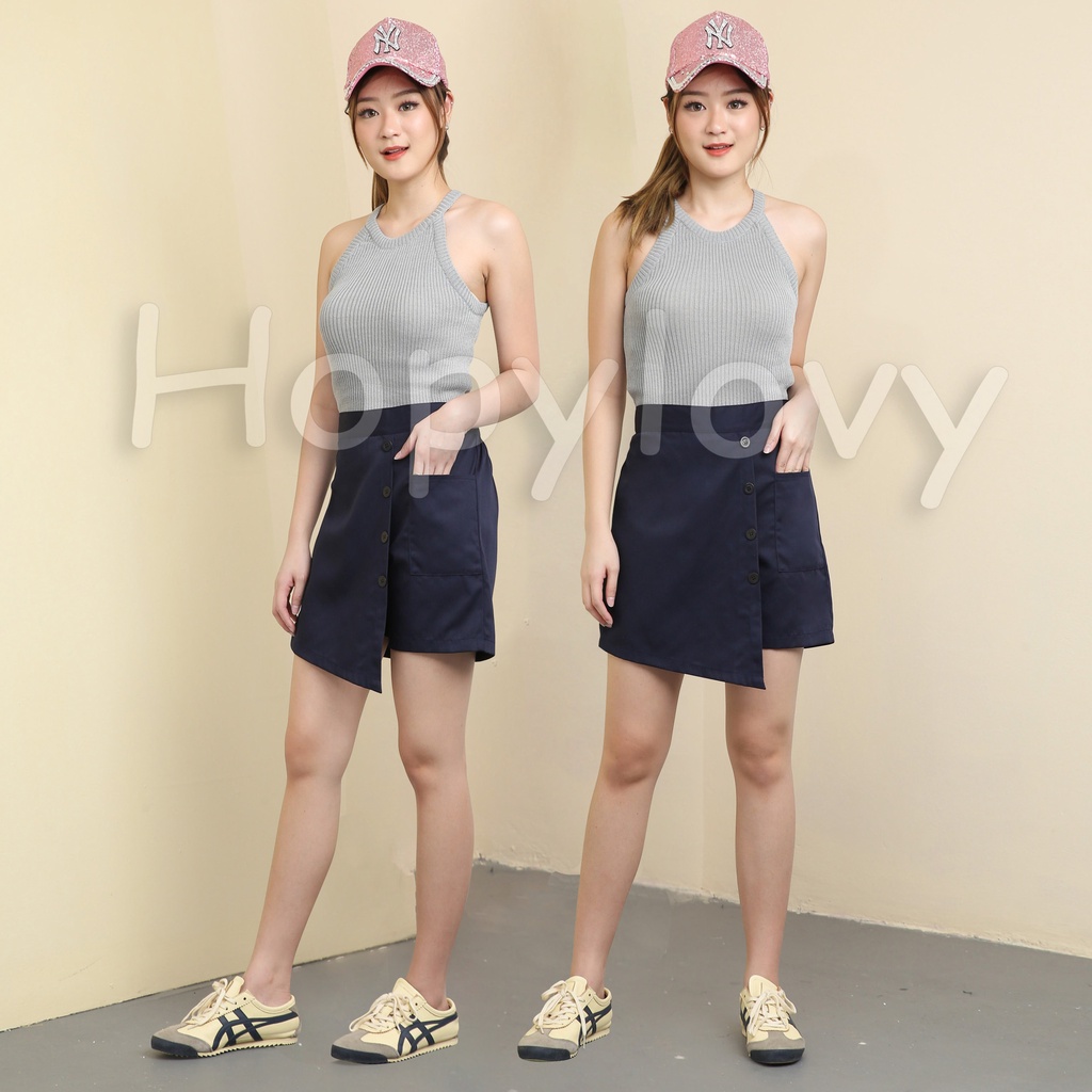 HOPYLOVY Skort Rok Celana / Mini Skirt Rok Pendek Wanita HP Bahan Katun Milana