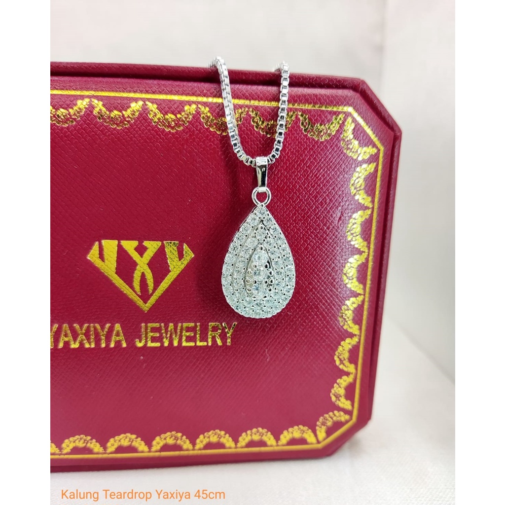 Kalung Teardrop Lapis Emas Putih Yaxiya Asli ( Anti Luntur & Tidak Luntur )