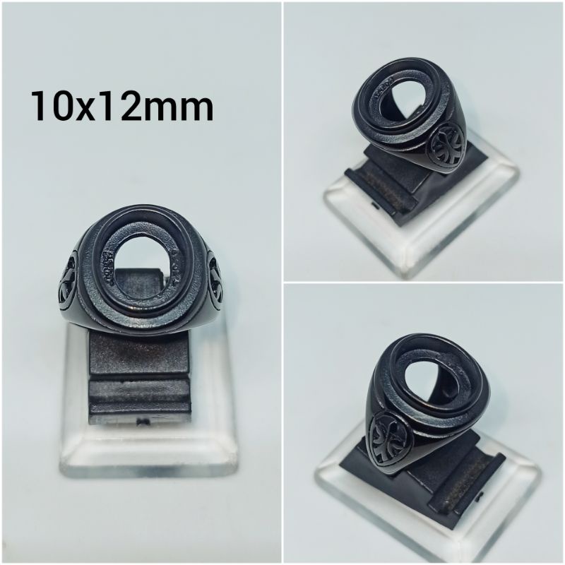 CINCIN/EMBAN/RING TITANIUM RR HITAM 10x12mm OVAL