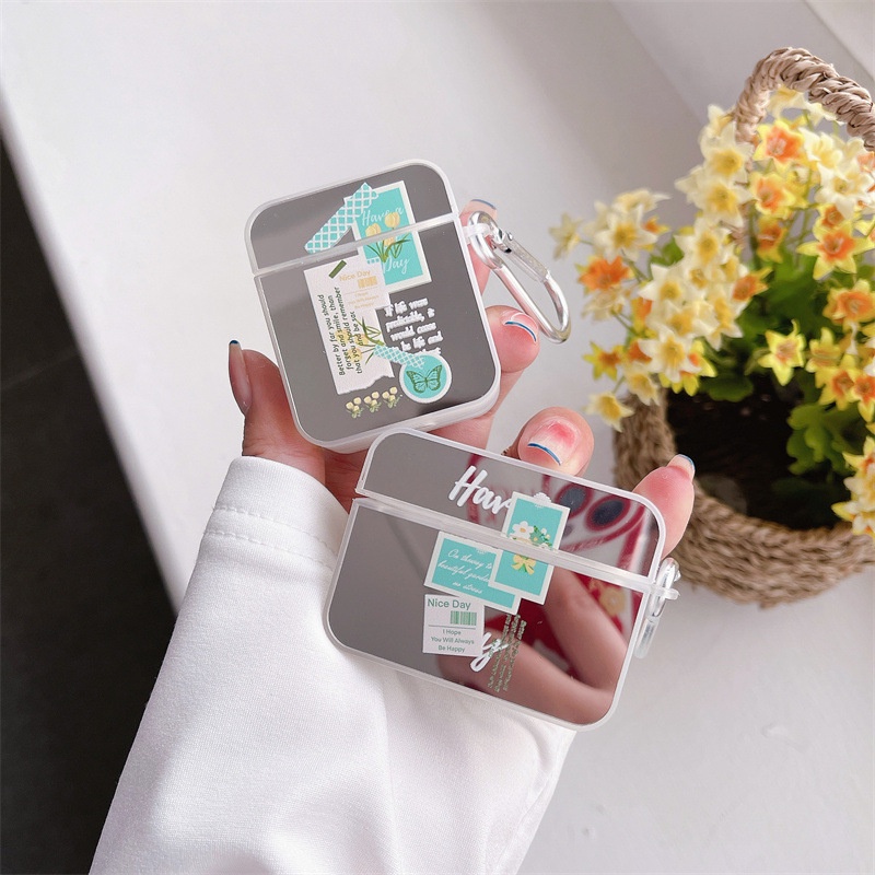 Soft Case Cover Pelindung Earphone Bluetooth Motif Label Hijau Mint Untuk Airpods 1 / 2 / 3pro / 3 / Pro3 / Airpods3