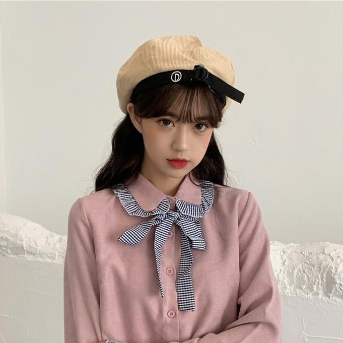 TBCO topi labu beret corduroy baret hat retro style high quality import korea jepang