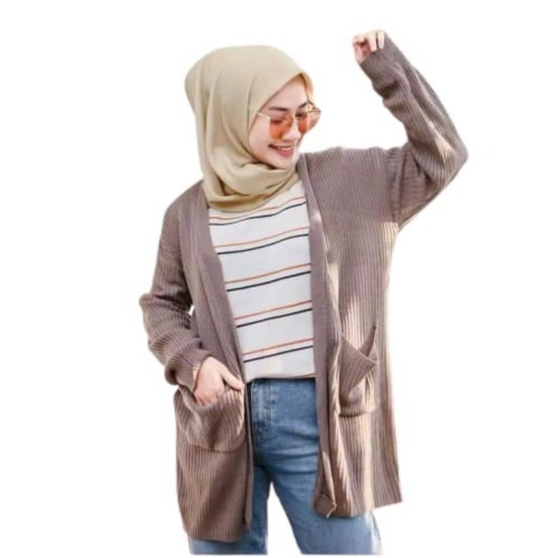 Agatha long cardi outer wanita fashion remaja