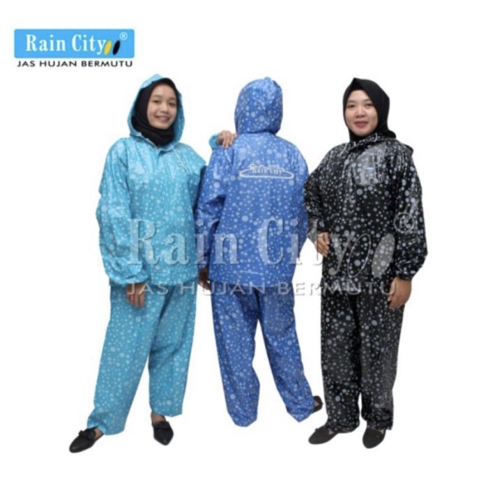 FELWINSHOP Jas Hujan Setelan Dewasa Boba Raincity Polkadot 69135