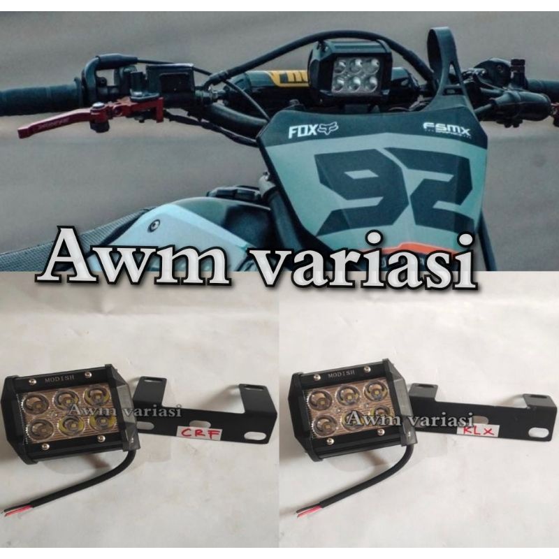 PAKET LAMPU LED DEPAN 6,12,18,24 TITIK + BREKET CRF KLX VIAR KTM LAMPU DEPAN