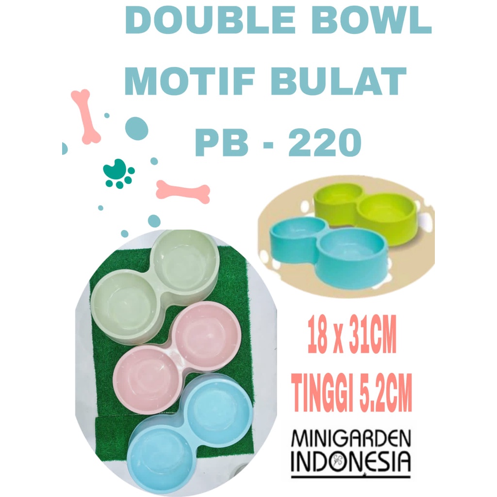 tempat makan minum hewan anjing kucing MODEL BULAT DOUBLE BOWL PB 220