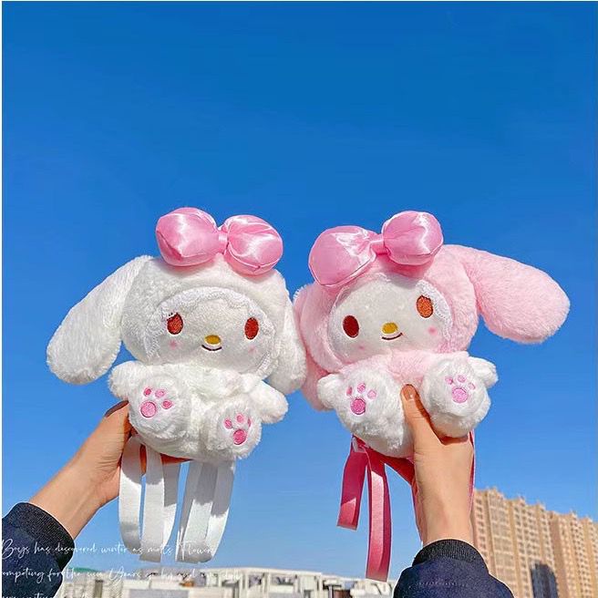 Tas Ransel Wanita Bulu Boneka Sanrio Character Contestants MY MELODY Multifungsi Bisa Ransel + Selempang Perempuan / Backpack Wanita Bulu Empuk Halus Lucu Imut Gemoy Karakter Kartun My Melody