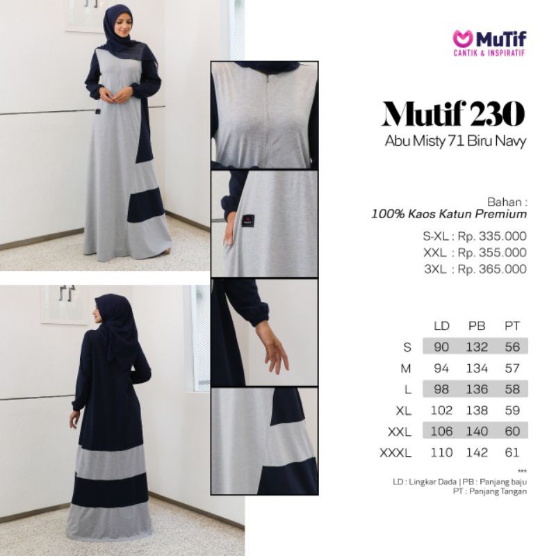 GAMIS MUTIF 230 (ABU MISTY-BIRU NAVY 71, BIRU NAVY-ABU MISTY 71)
